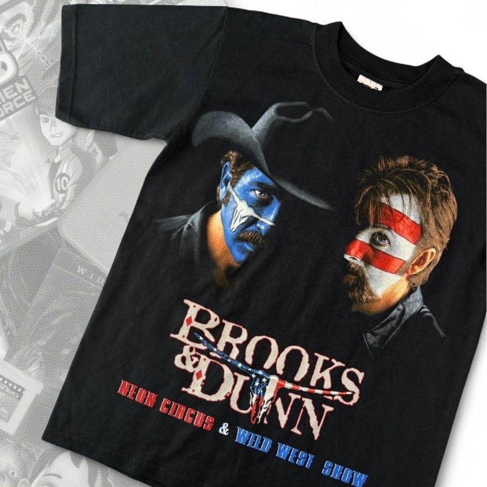 Vintage Brooks & Dunn Neon Circus Tour 2003 Graphic Band Tee Shirt Black L